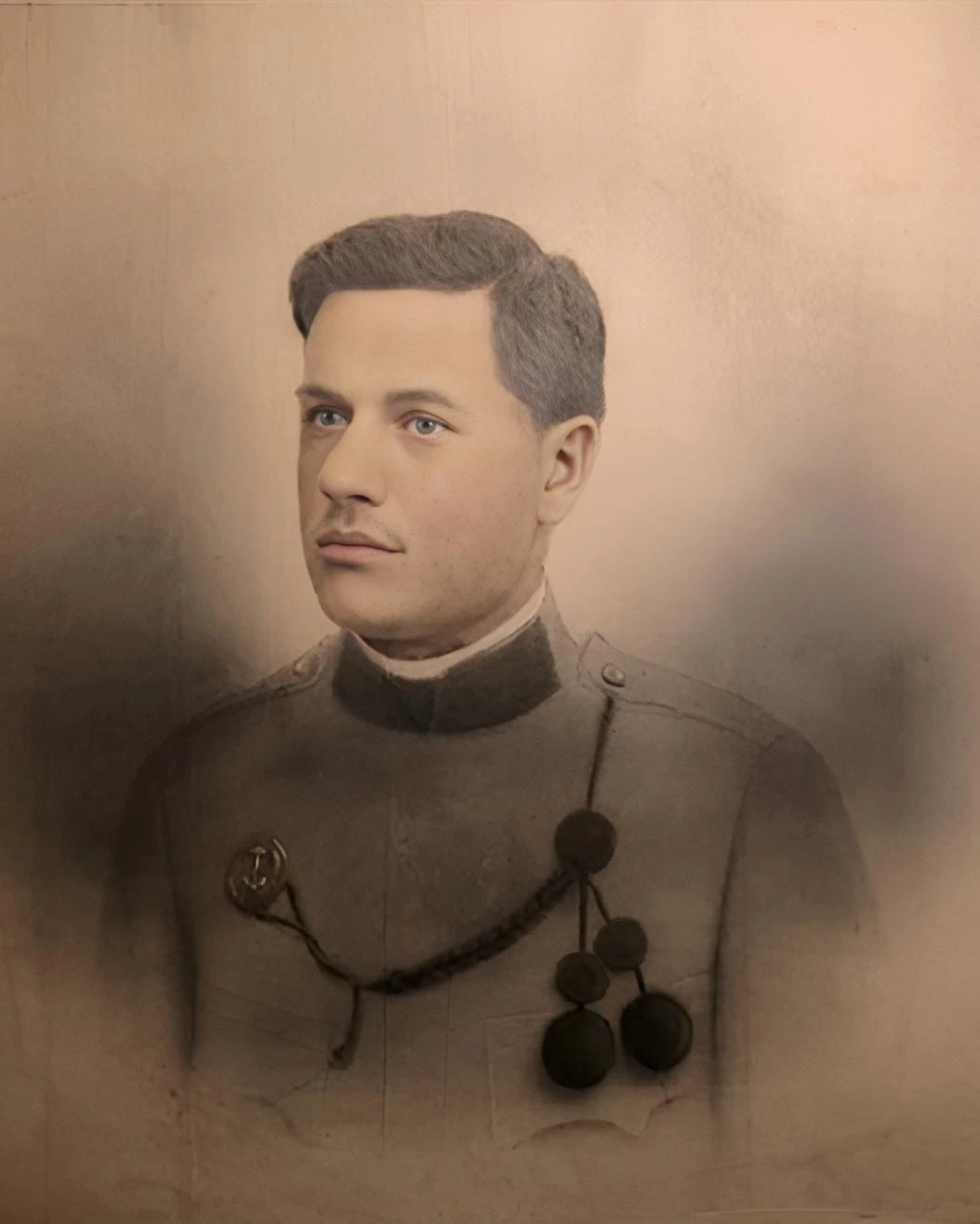 Vintage family portrait in formal uniform