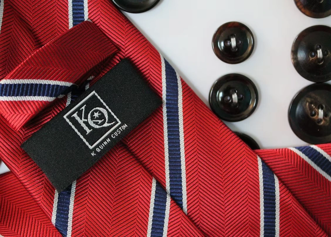 KQuinn Custom garment detail with label and buttons