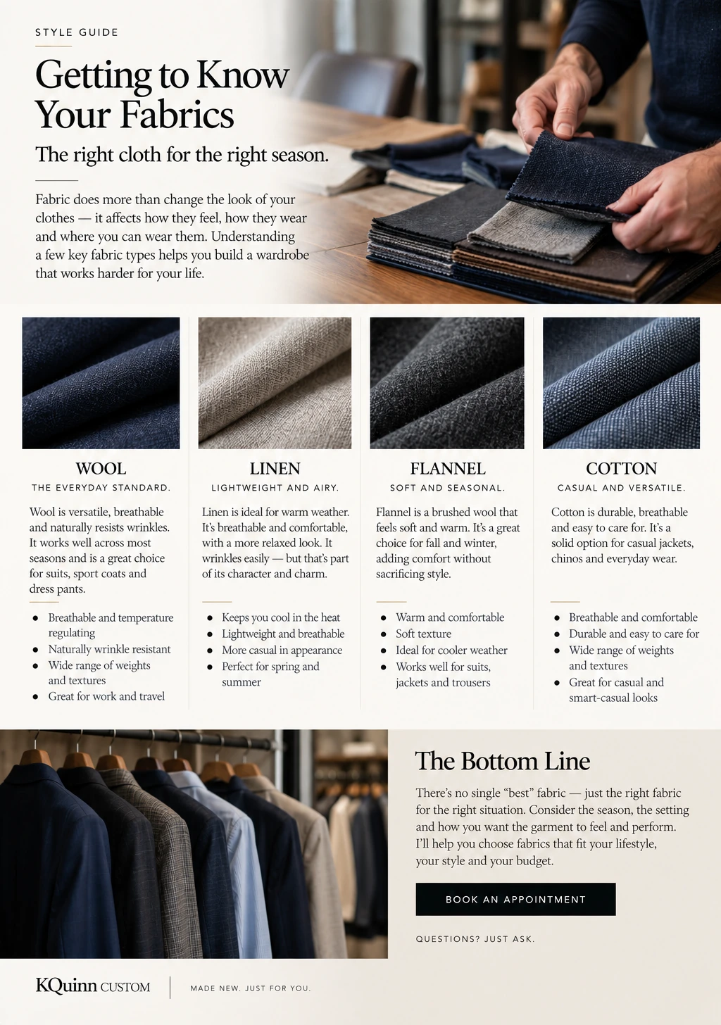Getting to Know Your Fabrics — approved KQuinn Guide page