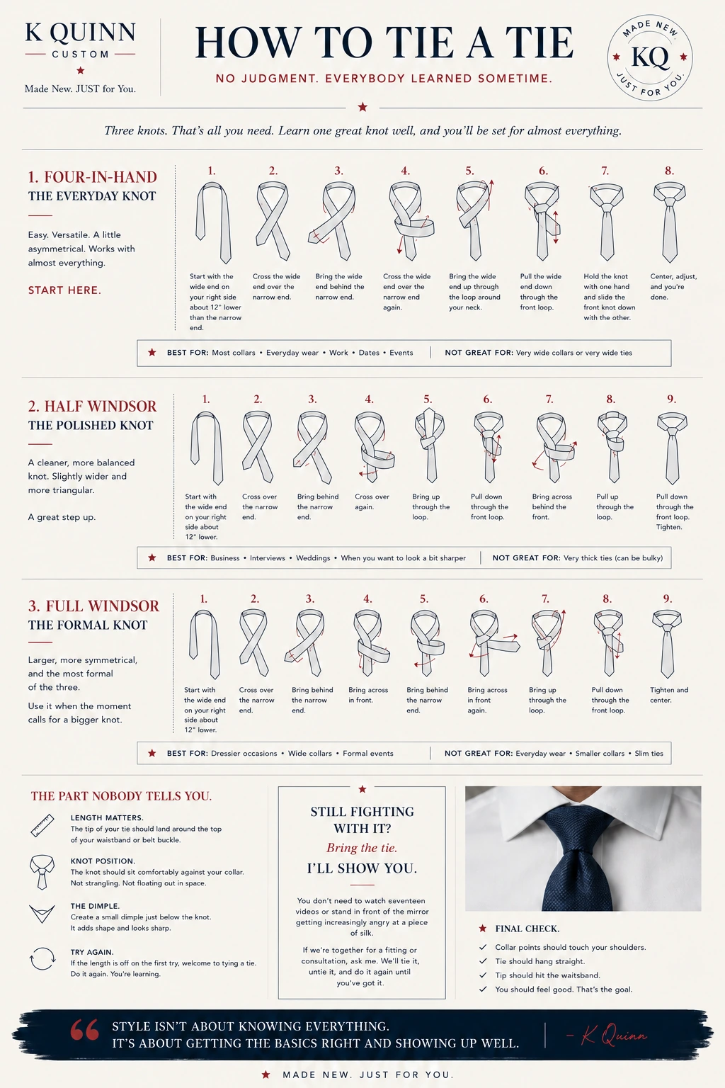 KQuinn How to Tie a Tie — three essential knots